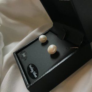 NEW Sterling Silver Real Pearl Earrings